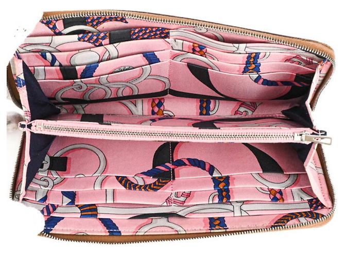 Hermès HERMES Azap Long Portafoglio in Seta, Seta Epsom, Oro e Rosa, Donna - vista 8