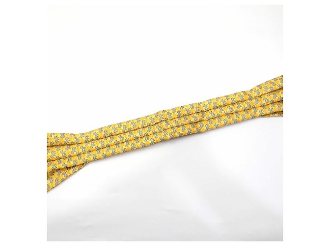 Sciarpa Hermès in seta arancione bronzo per uomo, cravatta ascot con motivo di cavallo - vista 2