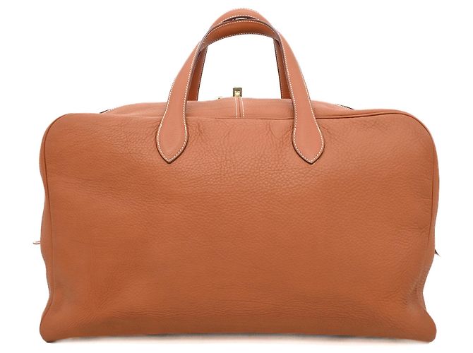 Hermès HERMES Victoria Boston/Borsa da Viaggio per Uomini e Donne, Pelle Taurillon Clémence, Marrone Dorato, #E - vista 2