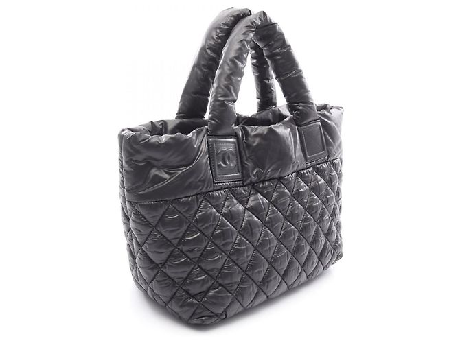 CHANEL Borsa Tote Piccola Coco Cocoon, Nylon e Pelle, Donna, Nero/Bordeaux - vista 2