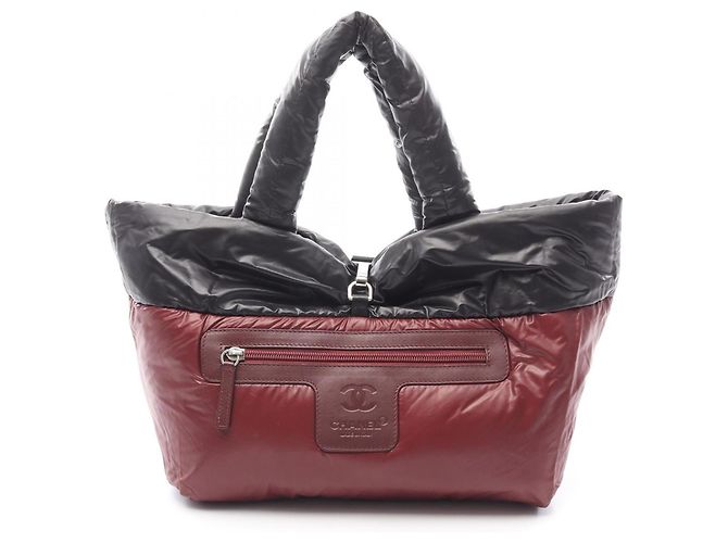 CHANEL Borsa Tote Piccola Coco Cocoon, Nylon e Pelle, Donna, Nero/Bordeaux - vista 6