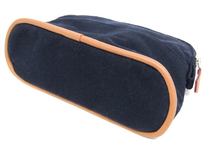Pochette Mini Mini Donna in Cotone e Pelle Hermès Bolide Blu Navy - vista 2