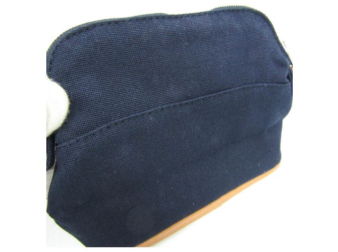 Pochette Mini Mini Donna in Cotone e Pelle Hermès Bolide Blu Navy - vista 5