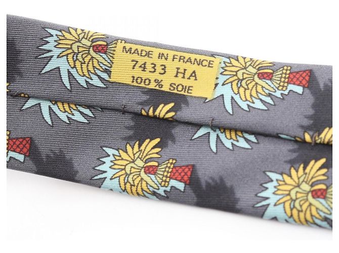 Cravatta in seta Hermès per donne, grigia, multicolore Marrone - vista 6