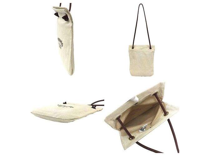 Hermès Borsa a spalla Aline PM in tela di cotone Hermes Marrone - vista 2