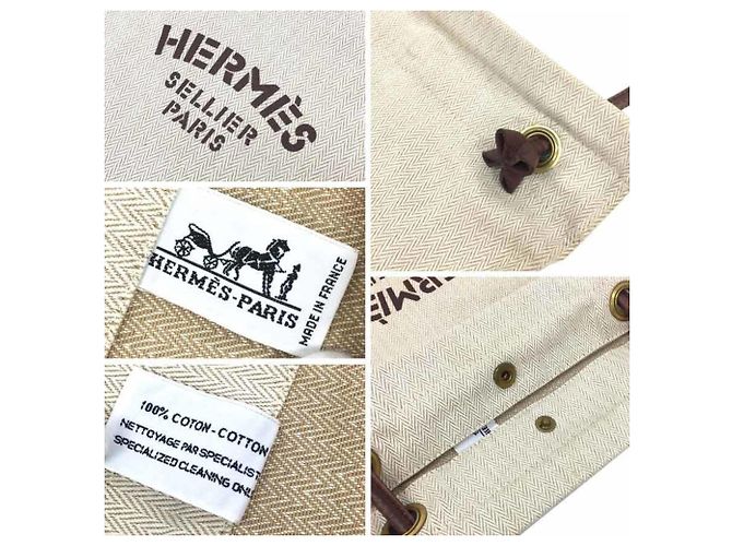 Hermès Borsa a spalla Aline PM in tela di cotone Hermes Marrone - vista 3