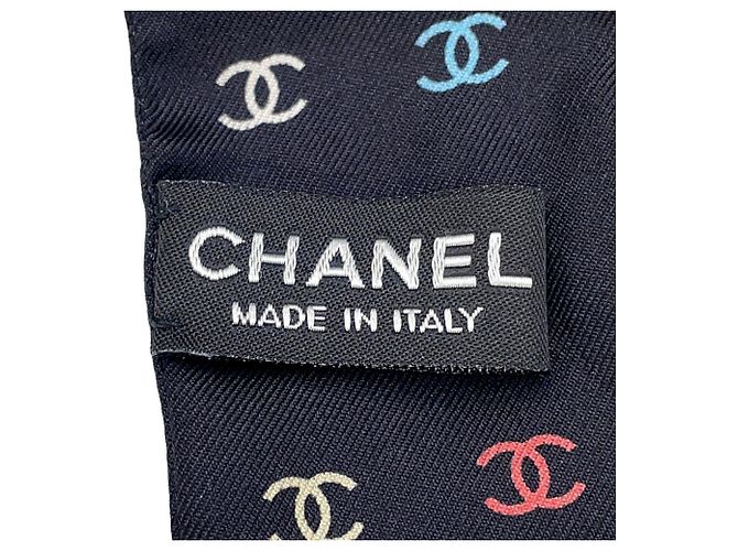 Bufanda Chanel con puntos Coco Mark, de seda, negra. bufanda. Negro - vista 10