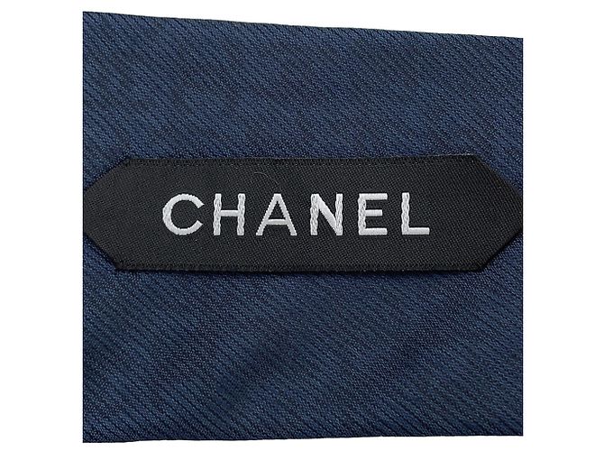 CHANEL Coco Mark Silk Tie Men's Blue - view 10