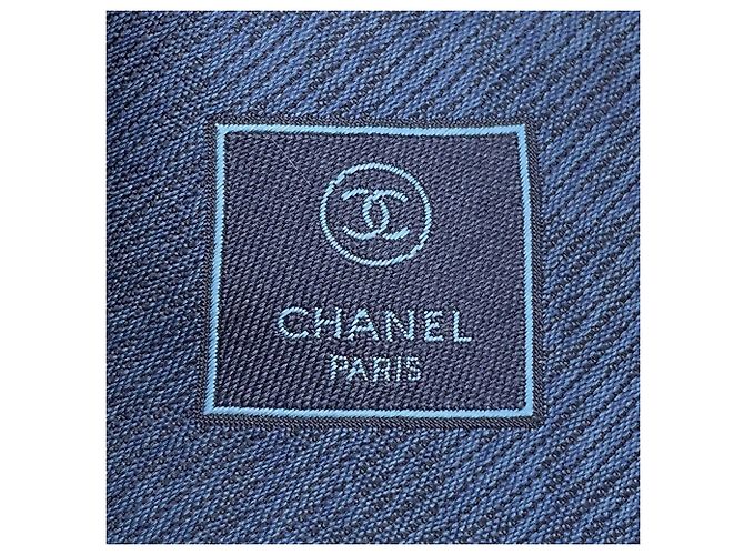 CHANEL Coco Mark Silk Tie Men's Blue - view 9