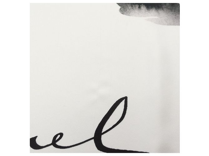 CHANEL Coco Mark Schal/Schal, Seide, Damen, Weiß/Schwarz - Ansicht 4