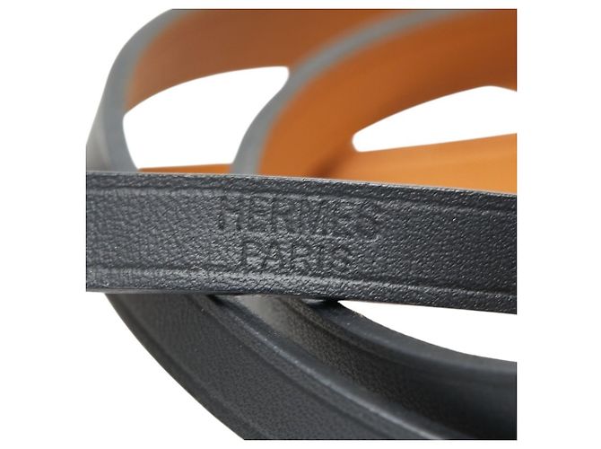 Hermes Hermès Api Long Bracelet in Black and Silver Leather Metal for Men - view 5
