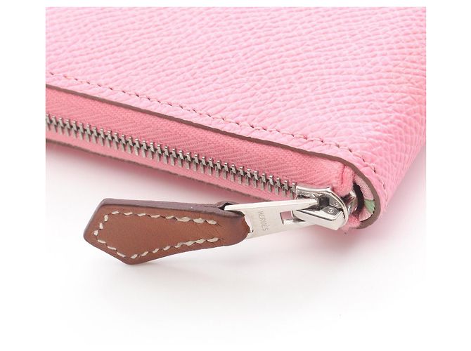 Billetera redonda compacta Azap Hermès, cuero Epsom, mujer, rosa - vista 7