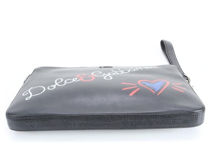 Dolce & Gabbana Millennials Leather Second Bag Clutch Black Men's - view 7