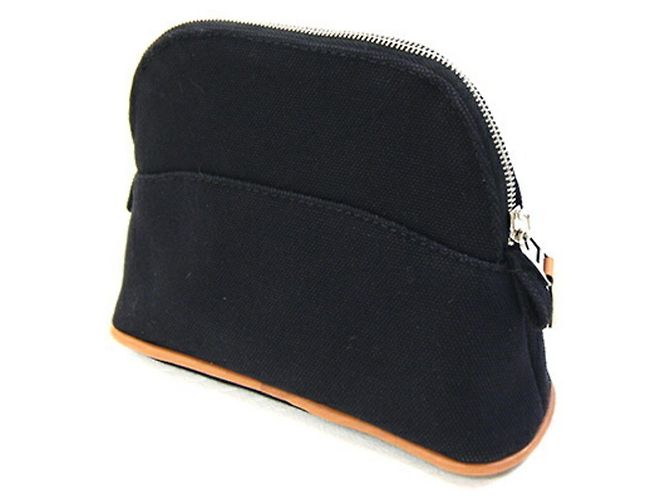 Pochette Mini Bolide Hermès in Tela di Cotone Nera Viaggio per Uomini e Donne Nero - vista 2