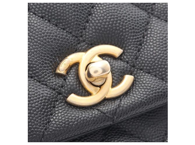 CHANEL Borsa Coco Handle Flap Matelassé in Caviar (Pelle di Vitello Grana) per Donne Nera Nero - vista 9