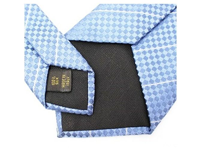Louis Vuitton Silk Tie with Damier Pattern Stripes for Men Blue - view 6