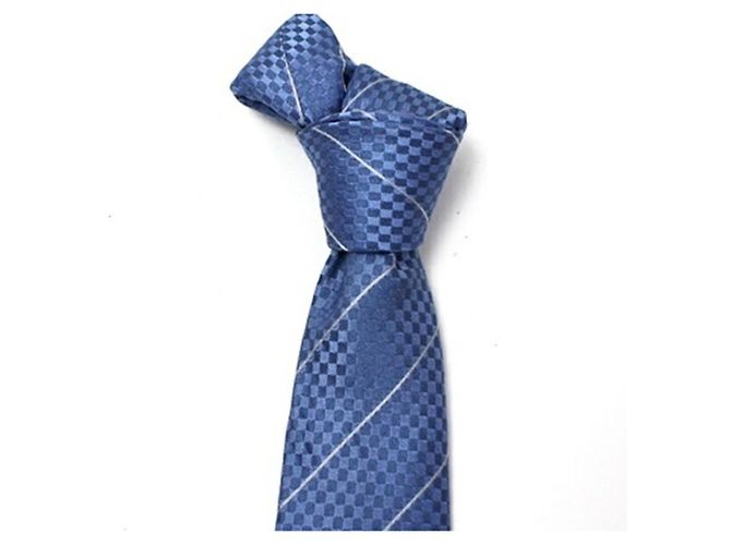 Louis Vuitton Silk Tie with Damier Pattern Stripes for Men Blue - view 7