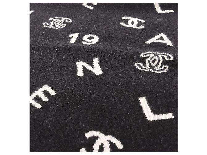 Sciarpa Chanel Coco Mark, Cashmere ed Elastan, Donna, Nero, Bianco, Rosa - vista 5