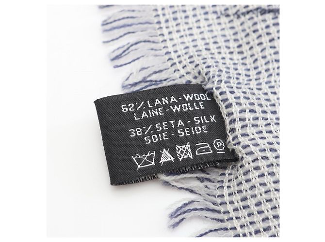 CHANEL Sciarpa/Scialle Camelia Coco in Lana Sete Donna Bianco Blu Marino - vista 5