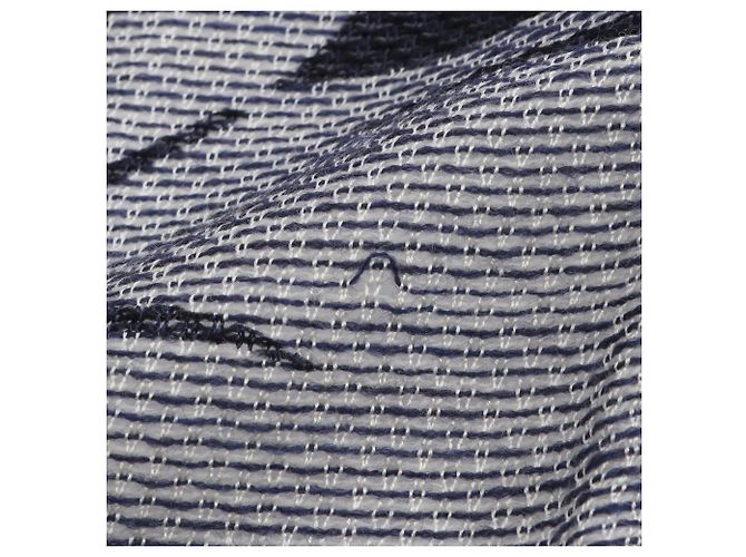 CHANEL Sciarpa/Scialle Camelia Coco in Lana Sete Donna Bianco Blu Marino - vista 6
