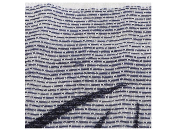 CHANEL Sciarpa/Scialle Camelia Coco in Lana Sete Donna Bianco Blu Marino - vista 8