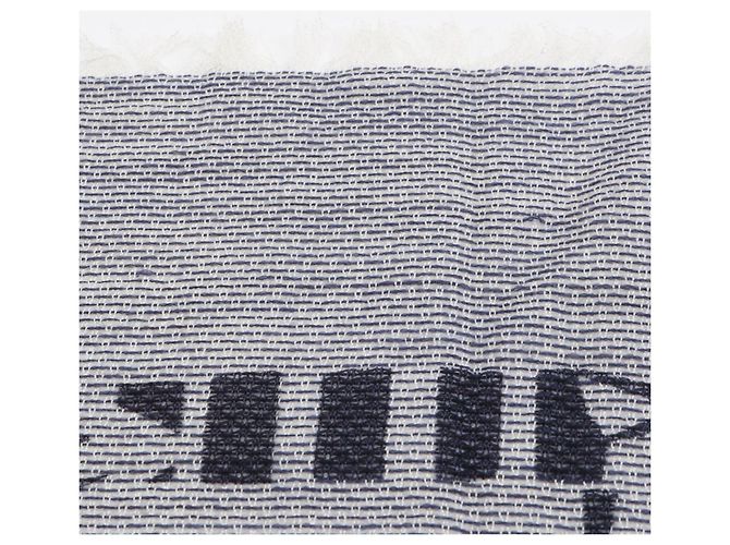 CHANEL Sciarpa/Scialle Camelia Coco in Lana Sete Donna Bianco Blu Marino - vista 9