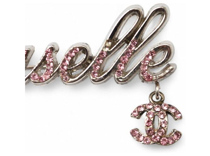 Spilla Pin Mademoiselle Rhinestone Coco Argento Rosa CHANEL - vista 5