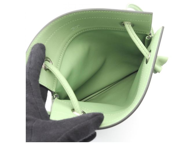 Borsa Aline Mini Hermès in pelle Swift per donna, verde - vista 3