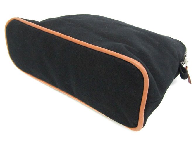 Hermès Pochette Bolide MM Donna in Cotone e Pelle Nera Nero - vista 2