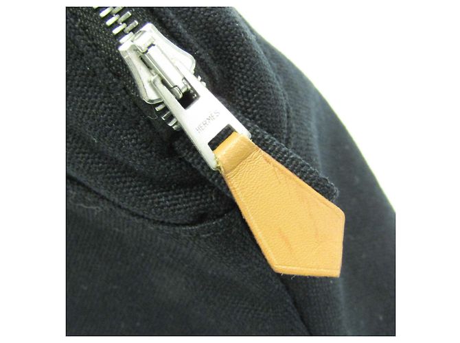 Hermès Pochette Bolide MM Donna in Cotone e Pelle Nera Nero - vista 5