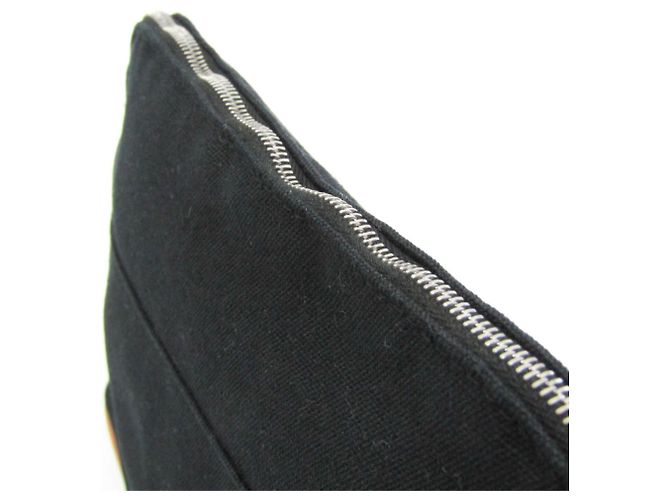 Hermès Pochette Bolide MM Donna in Cotone e Pelle Nera Nero - vista 6
