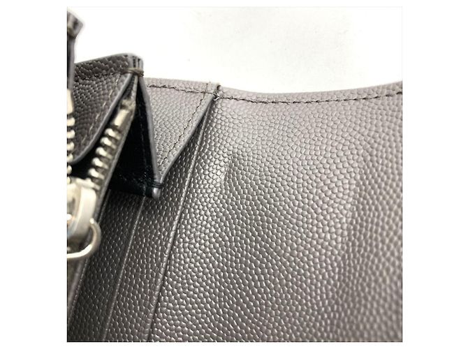 Saint Laurent YSL Cassandra Stitch Leder Langbörse, , Grau, Unisex - Ansicht 10