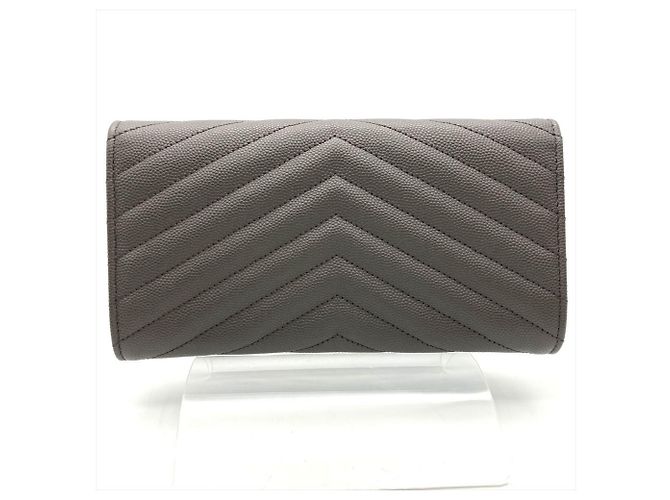 Saint Laurent YSL Cassandra Stitch Leder Langbörse, , Grau, Unisex - Ansicht 4