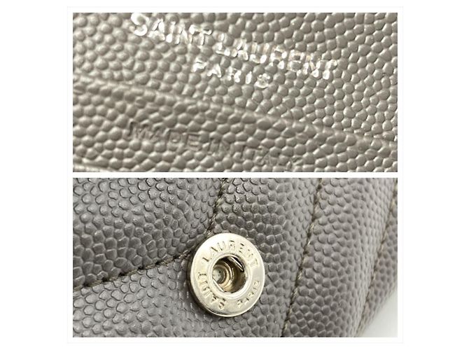 Saint Laurent YSL Cassandra Stitch Leder Langbörse, , Grau, Unisex - Ansicht 7