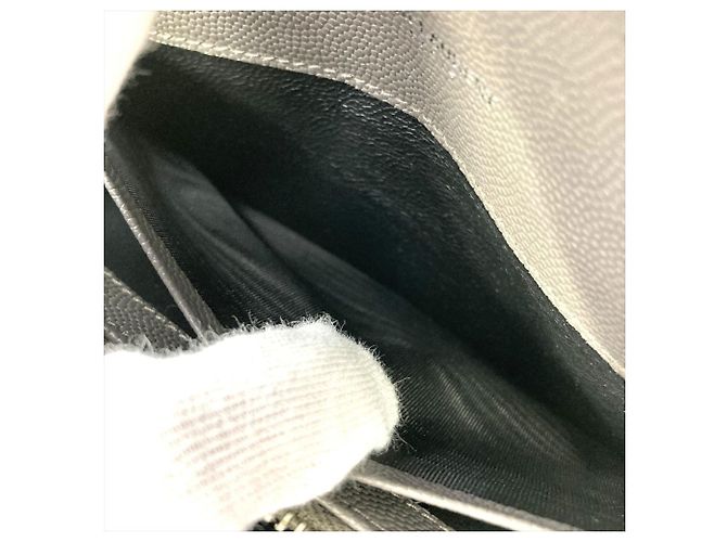 Saint Laurent YSL Cassandra Stitch Leder Langbörse, , Grau, Unisex - Ansicht 8