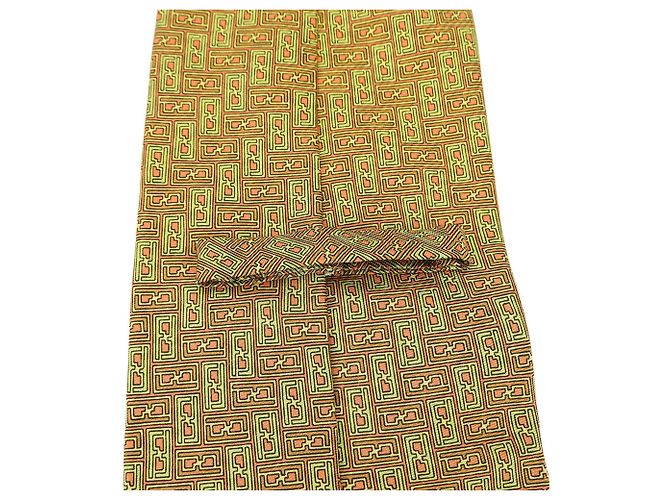 FENDI Gravata de Seda Verde Laranja Masculina - vista 7
