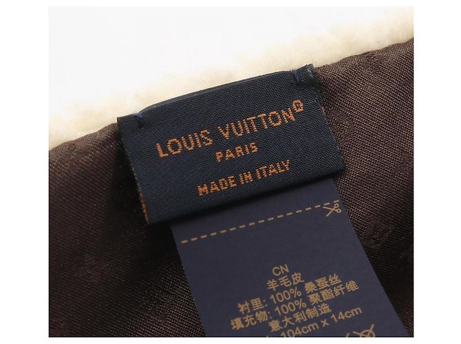 Sciarpa SKI Louis Vuitton, Seta e Pelliccia, Donna, Avorio Marrone, - vista 3