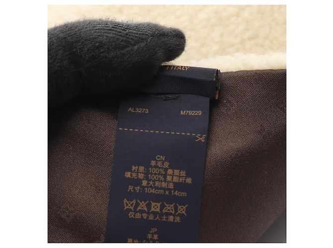 Sciarpa SKI Louis Vuitton, Seta e Pelliccia, Donna, Avorio Marrone, - vista 5