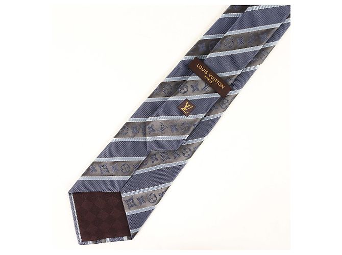 LOUIS VUITTON Monogram Regimental Silk Cravate Blue Men's Tie - view 3
