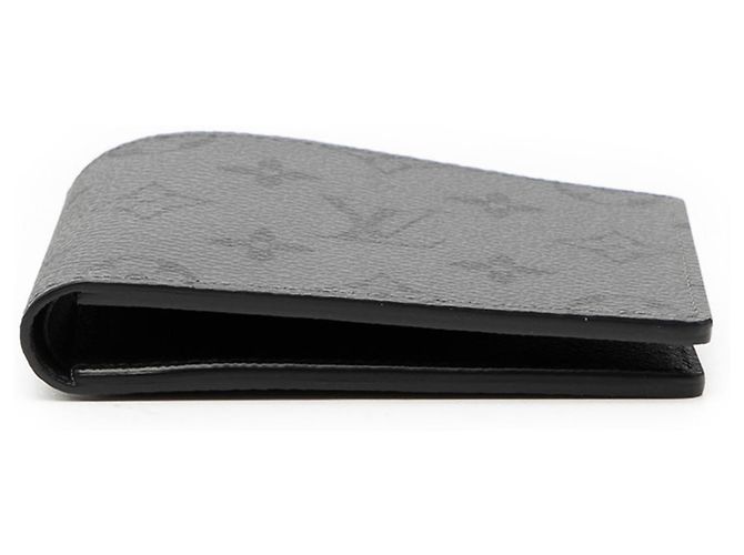Portafoglio Bifold Slender Monogram Eclipse Reverse Louis Vuitton in pelle grigia e nera per uomo Nero - vista 3
