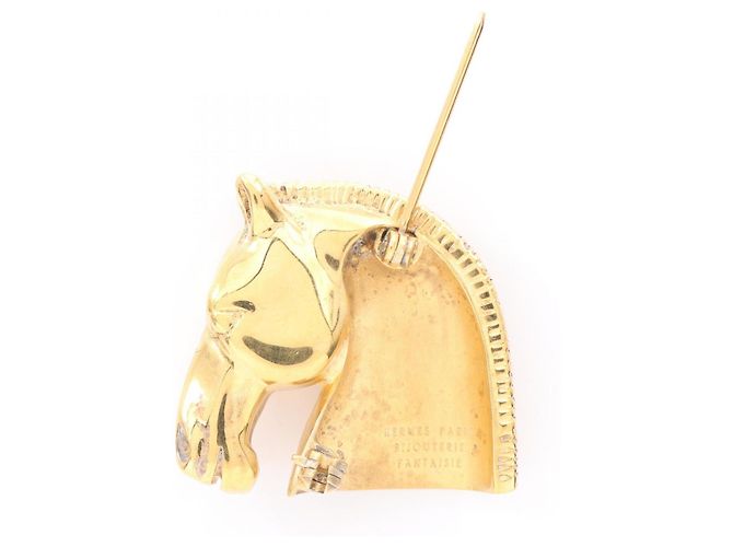 Spilla Testa di Cavallo Hermès, Placcata Oro, Donna D'oro - vista 2
