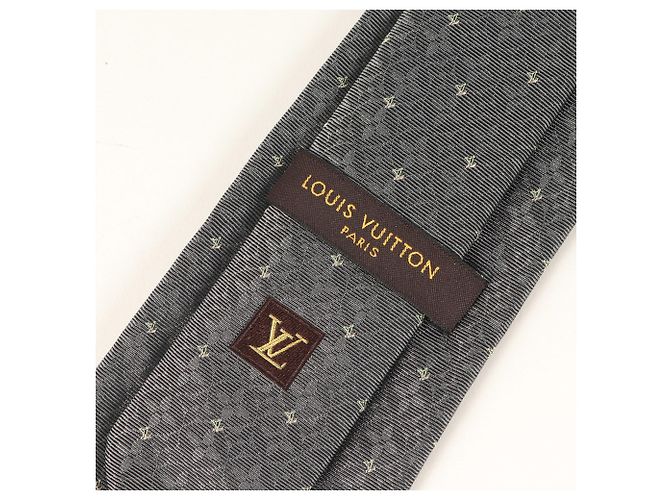 LOUIS VUITTON Monogram Silk Cravate Tie, Gray, Men's, Brown - view 3