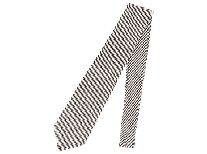 LOUIS VUITTON Monogram Regimental Silk Cravate Tie in Silver and White for Men, - view 2