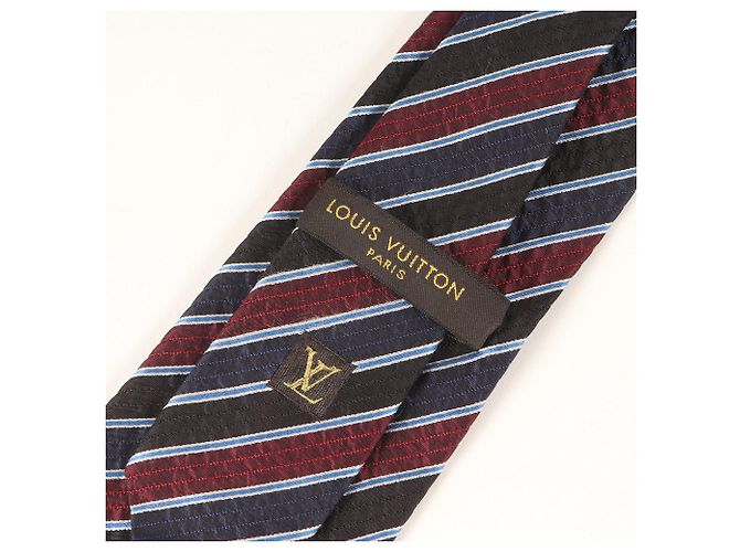 REGIMENTALE SEIDENKRAWATTE LOUIS VUITTON in Marineblau, Schwarz und Rot für Herren, - Ansicht 3