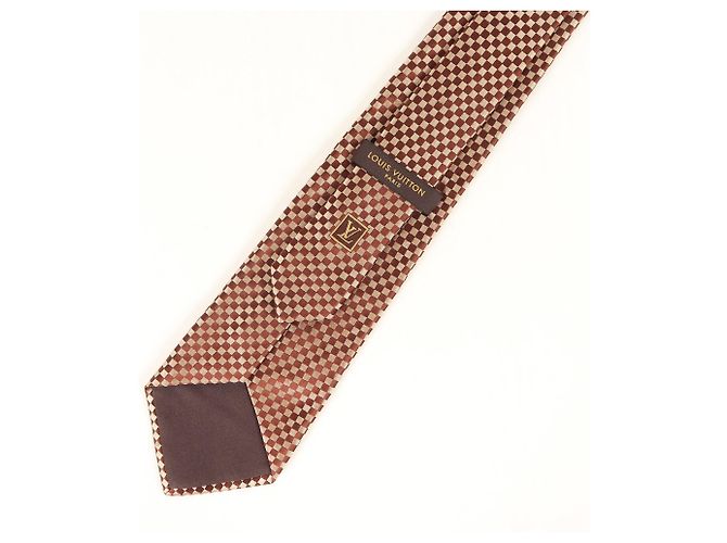 LOUIS VUITTON Louis Vuitton Micro Damier Silk Cravate Tie Brown Men's - view 3