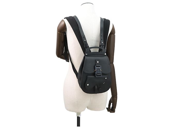 Mochila de cuero Gallop Christian Dior Negra - vista 4