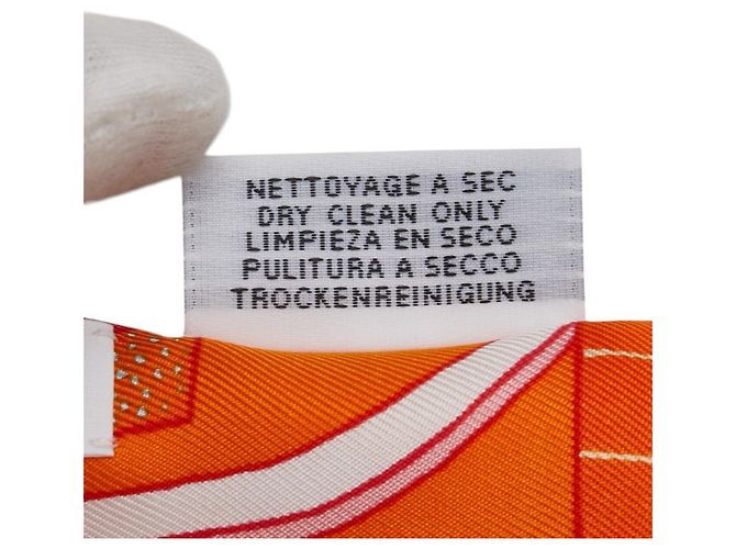 Sciarpa/Righello Twilly Hermès Arancione Multicolore in Seta per Donne HERMES - vista 3