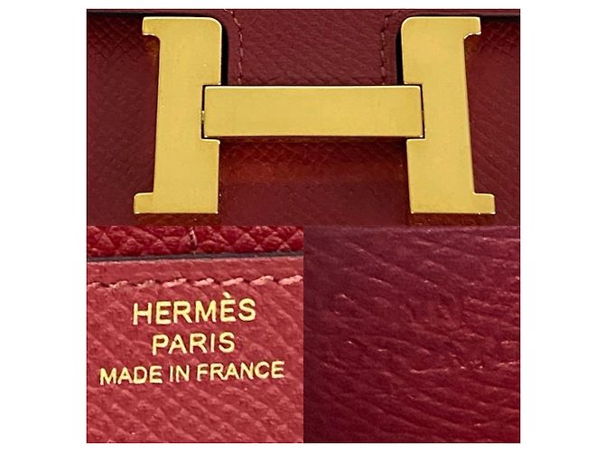 Constance Hermès HERMES Cartera Mini Bifold Compacta de Cuero en Rouge Grenat Roja - vista 2