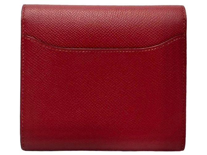 Constance Hermès HERMES Cartera Mini Bifold Compacta de Cuero en Rouge Grenat Roja - vista 3