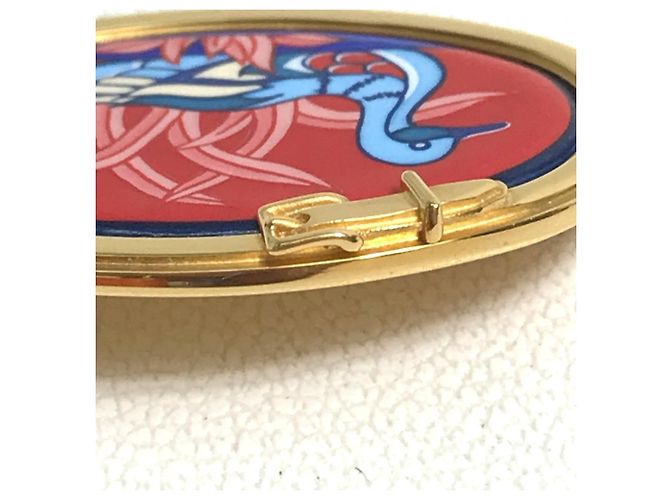 Hermès Spilla in smalto con motivo di uccello GP per donne in oro e rosso HERMES - vista 3